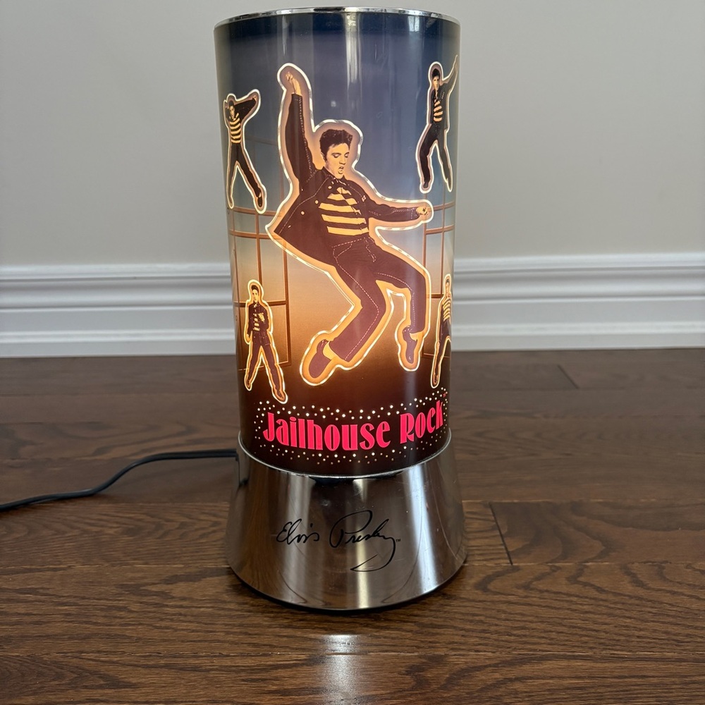 Vintage Elvis Presley Jailhouse Rock Rotating Light Up Lamp Rabbit Tanaka